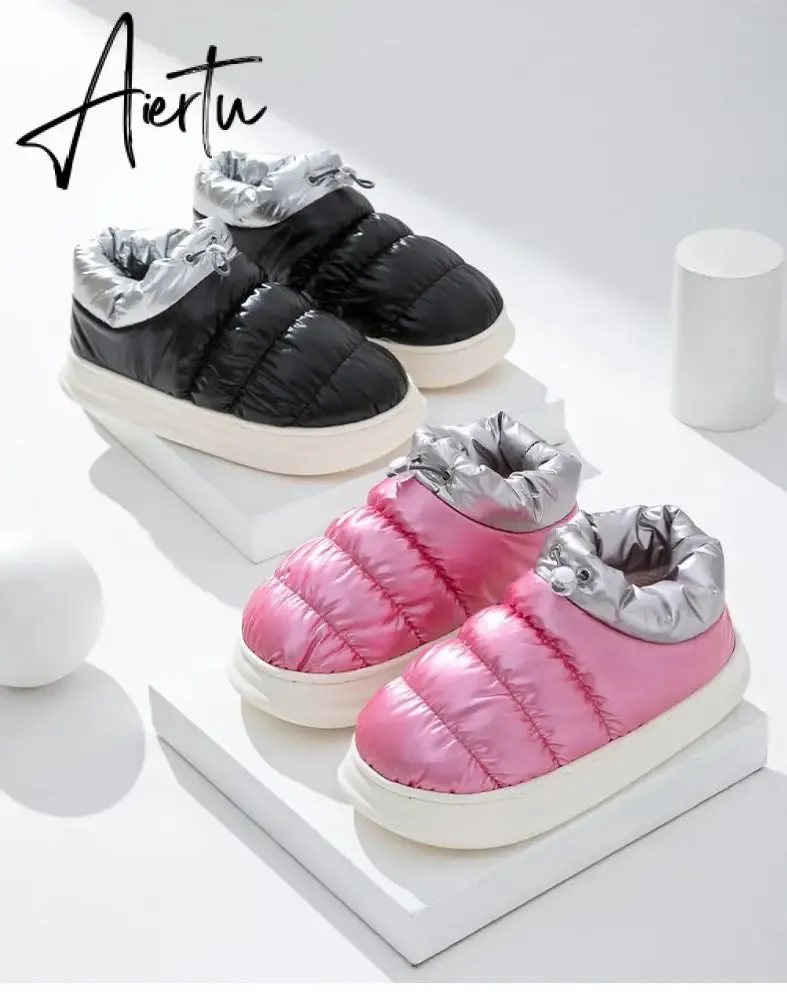 Aiertu Winter Boots for Women Cotton Shoes with Fur Waterproof Down Non-slip Outer Wear Thick Bottom Warm Furry Female Ankle Boot
