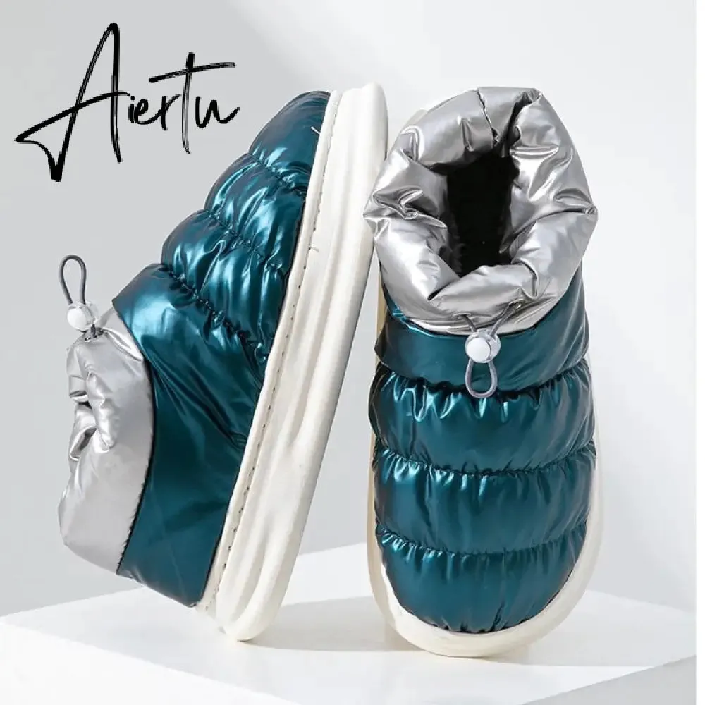 Aiertu Winter Boots for Women Cotton Shoes with Fur Waterproof Down Non-slip Outer Wear Thick Bottom Warm Furry Female Ankle Boot