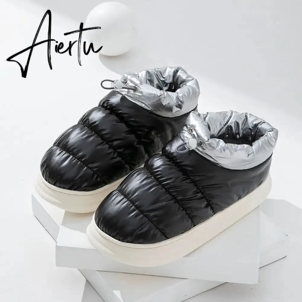 Aiertu Winter Boots for Women Cotton Shoes with Fur Waterproof Down Non-slip Outer Wear Thick Bottom Warm Furry Female Ankle Boot