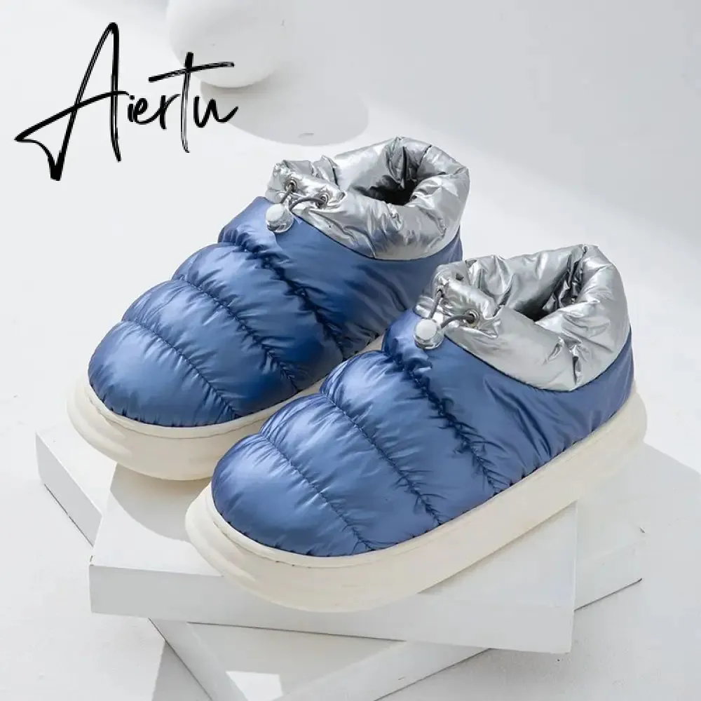 Aiertu Winter Boots for Women Cotton Shoes with Fur Waterproof Down Non-slip Outer Wear Thick Bottom Warm Furry Female Ankle Boot