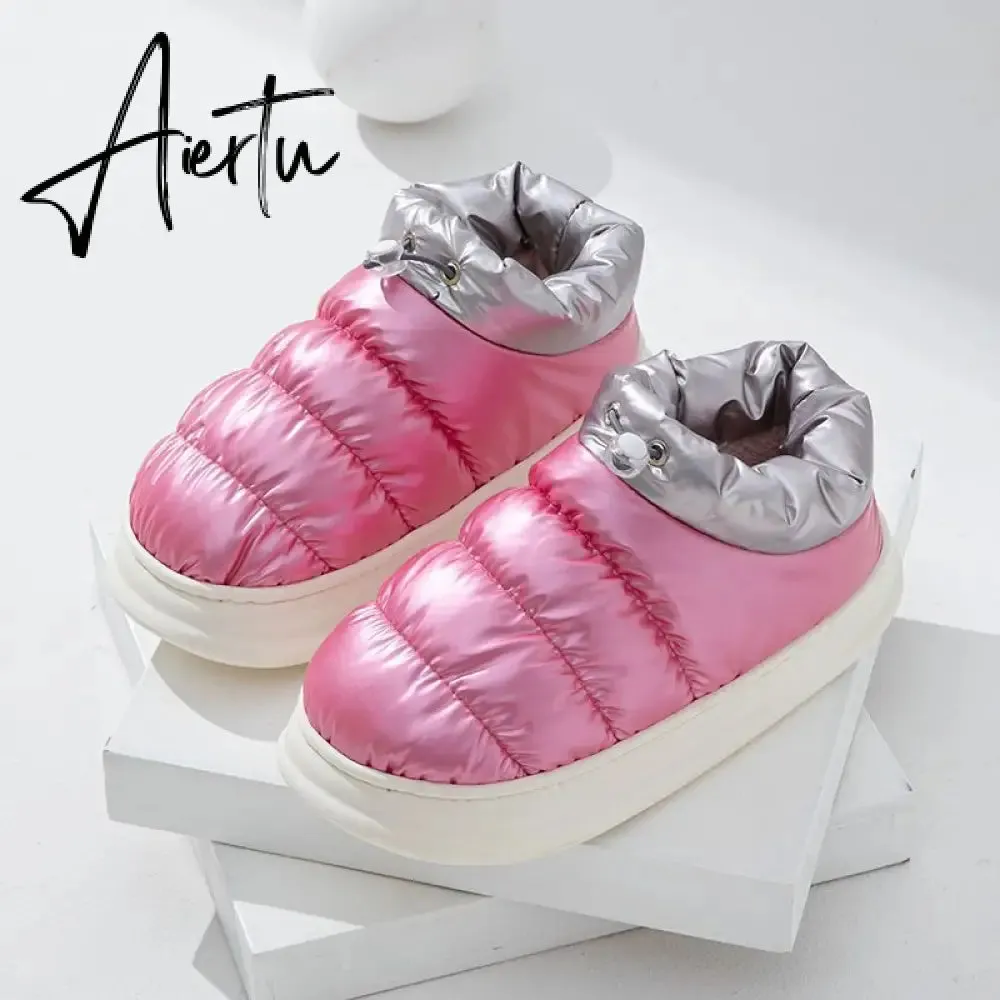 Aiertu Winter Boots for Women Cotton Shoes with Fur Waterproof Down Non-slip Outer Wear Thick Bottom Warm Furry Female Ankle Boot