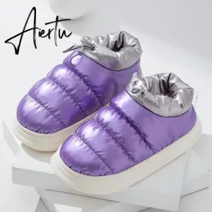 Aiertu Winter Boots for Women Cotton Shoes with Fur Waterproof Down Non-slip Outer Wear Thick Bottom Warm Furry Female Ankle Boot