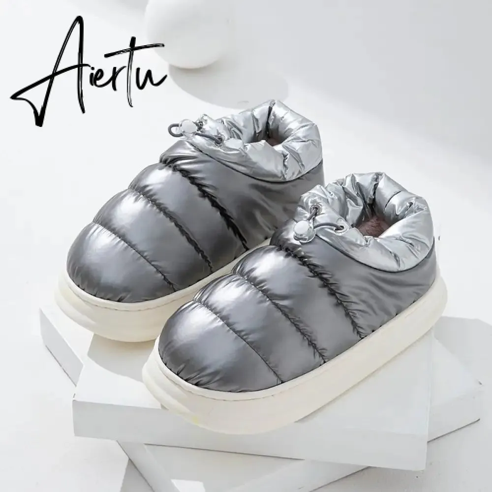 Aiertu Winter Boots for Women Cotton Shoes with Fur Waterproof Down Non-slip Outer Wear Thick Bottom Warm Furry Female Ankle Boot