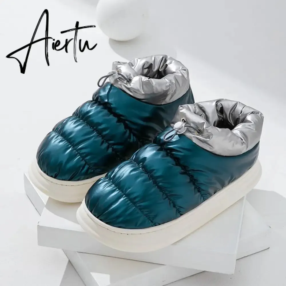 Aiertu Winter Boots for Women Cotton Shoes with Fur Waterproof Down Non-slip Outer Wear Thick Bottom Warm Furry Female Ankle Boot