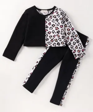 Animal Print Color Block Top Leggings Set