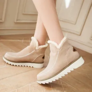 Ankle Boots Fur Lining Flat Heel Boots For Women