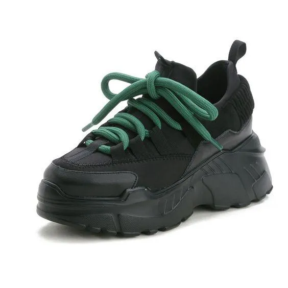 Chic Color Block Leather Dad Sneaker Shoes