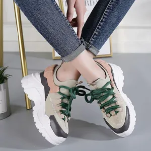 Chic Color Block Leather Dad Sneaker Shoes