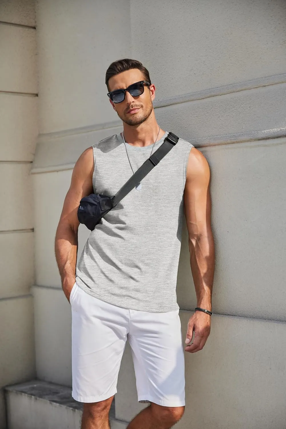 COOFANDY Mens Workout Tank Tops Cotton 3 Pack Soft Muscle Shirt Sleeveless Classic T Shirts Gym Athletic Tank