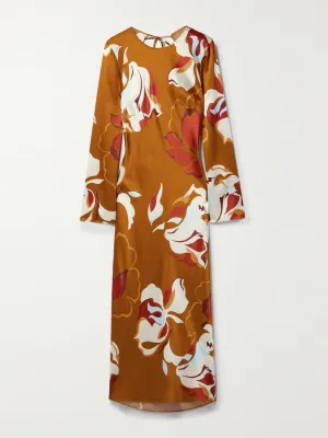 Davina printed silk-charmeuse midi dress