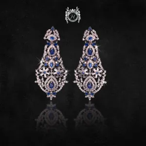 Earrings in Blue Onyx and Zircons
