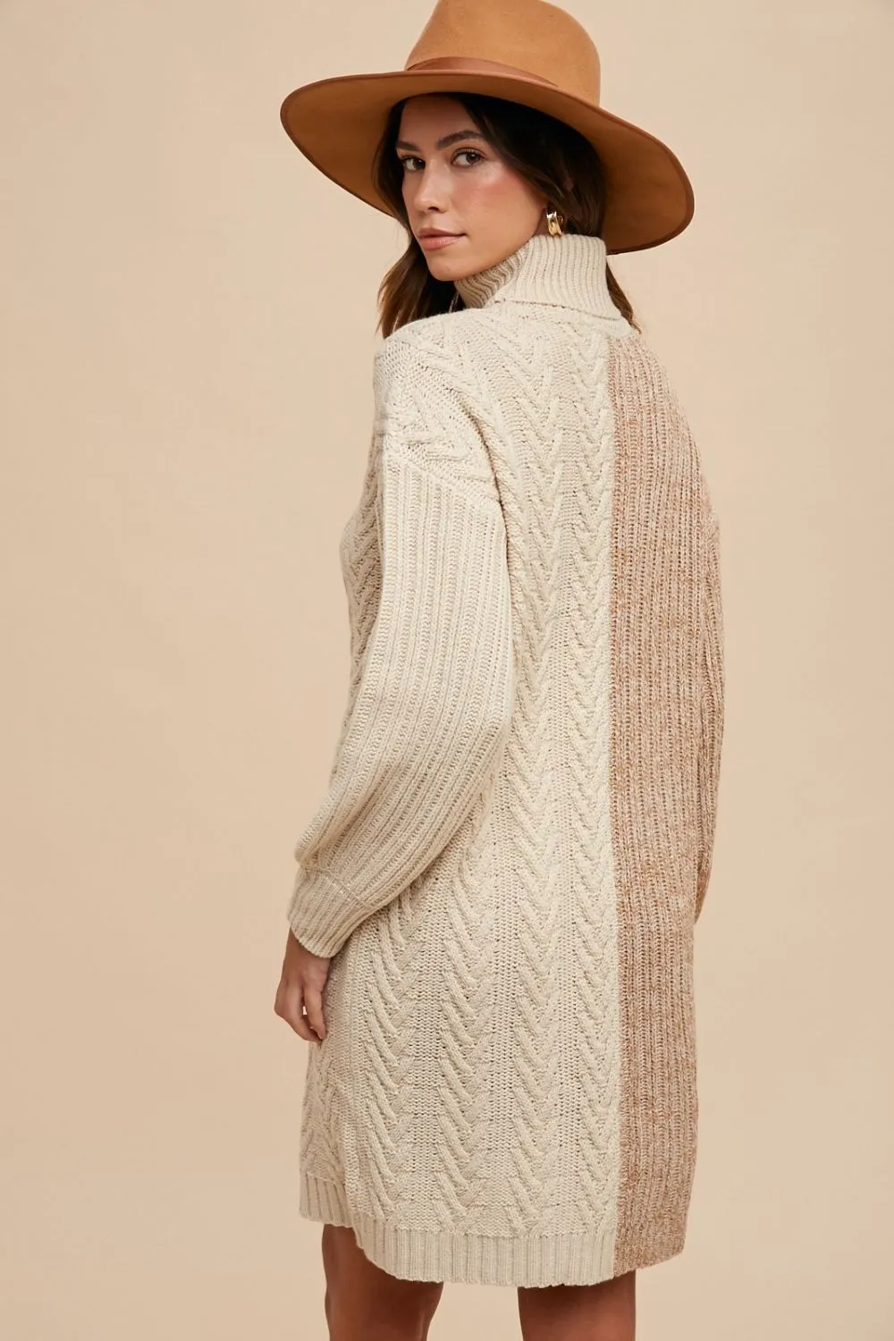 Explore More Collection - Annie Wear Color Block Turtleneck Sweater Dress