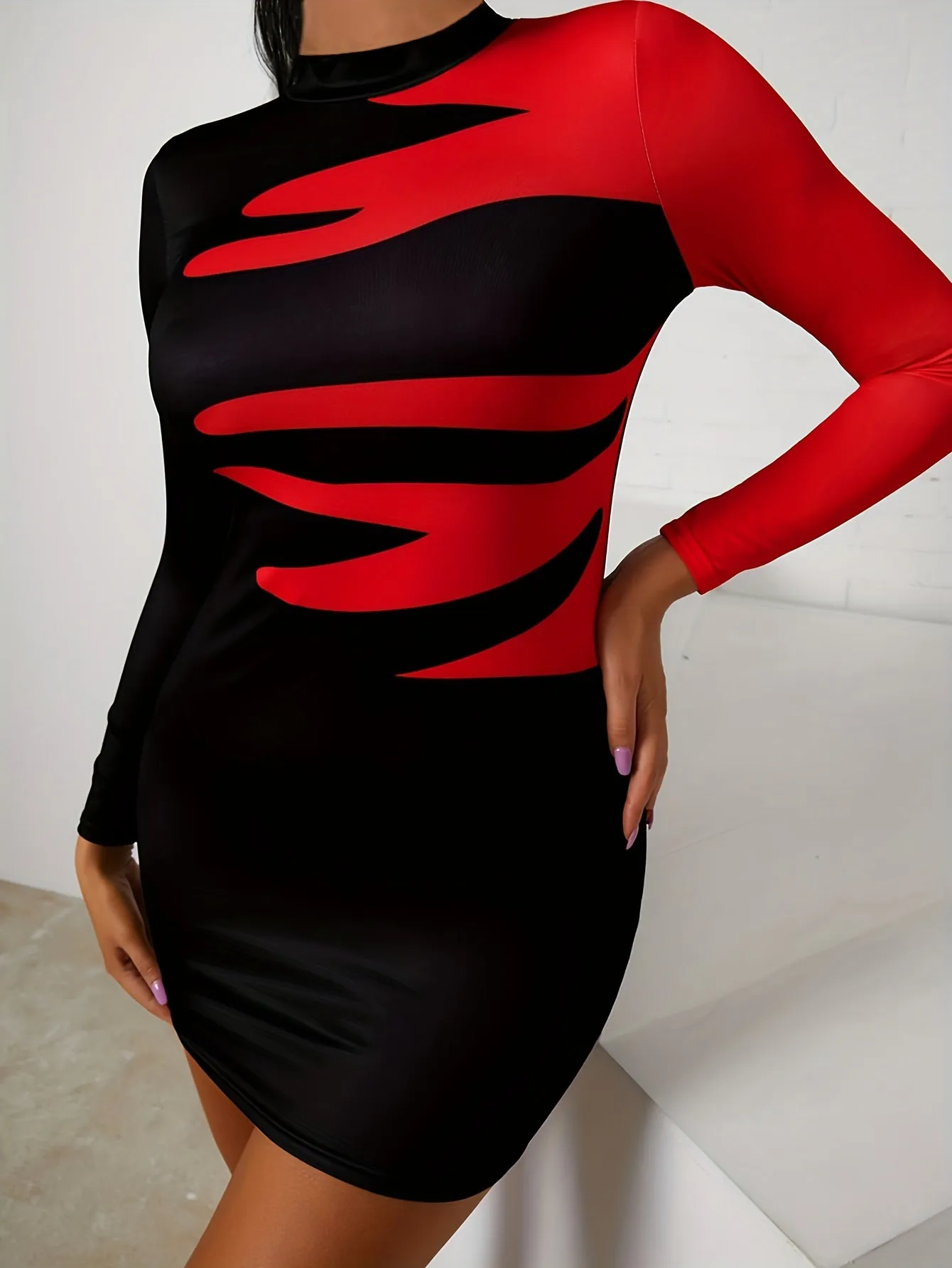 Fire Block Mini bodycon Dress