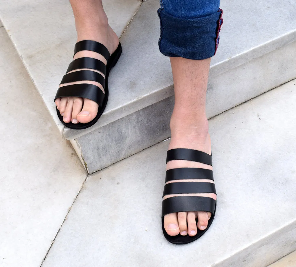 Gladiator Men Sandals/ Greek men sandals/ Gift For Men/ ACHILLIOS sandals/ Handmade Sparta Sandals/ Men black slippers/ Genuine Leather