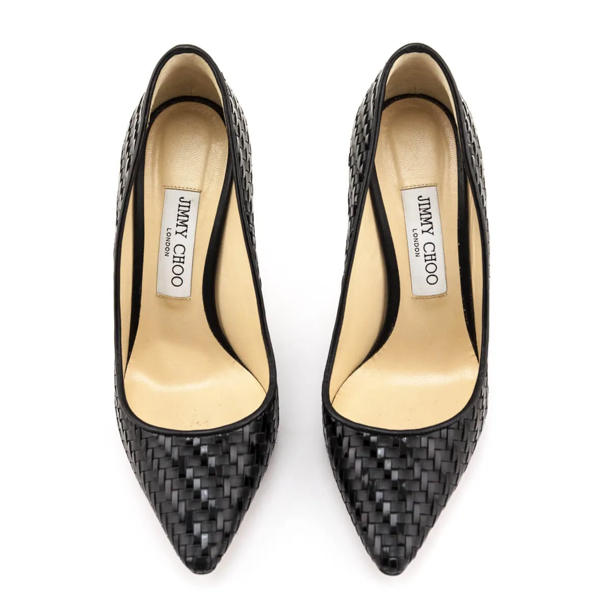 Jimmy Choo Black Leather Woven Pumps Size US 8 | EU 38