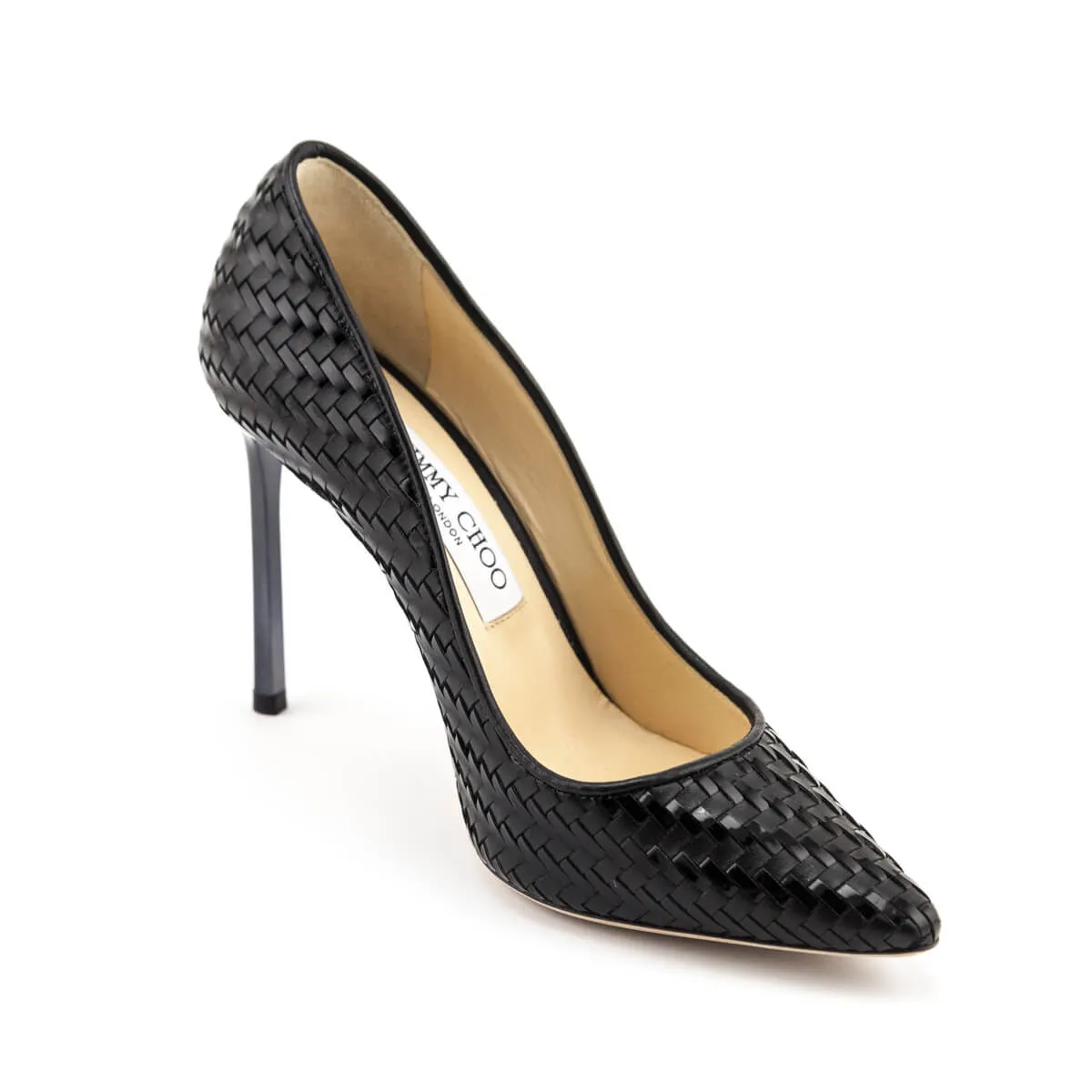 Jimmy Choo Black Leather Woven Pumps Size US 8 | EU 38
