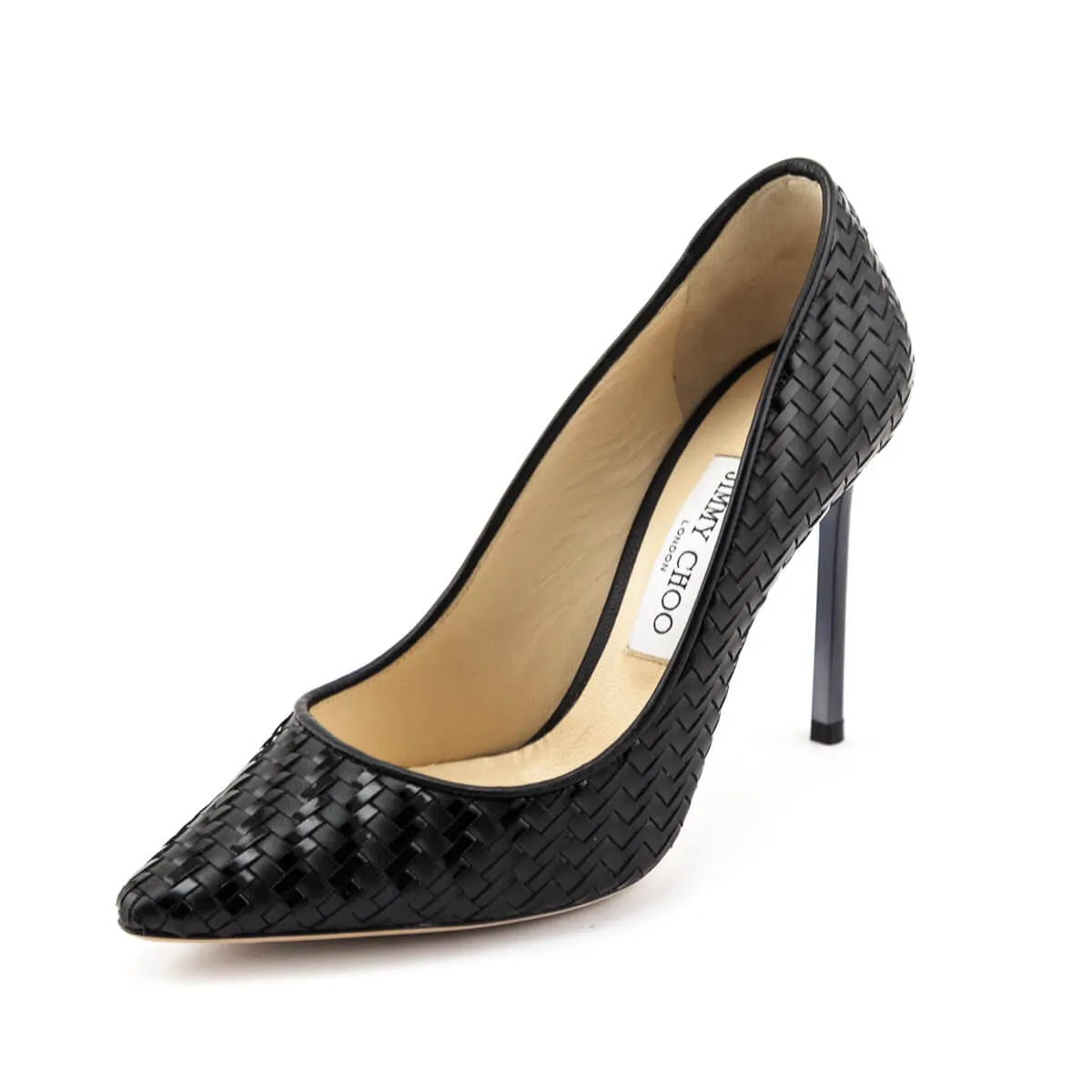Jimmy Choo Black Leather Woven Pumps Size US 8 | EU 38