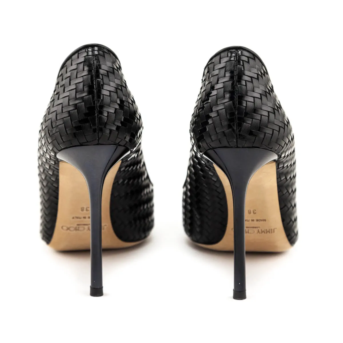 Jimmy Choo Black Leather Woven Pumps Size US 8 | EU 38