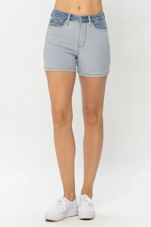 Judy Blue Color Block Blue Denim Shorts