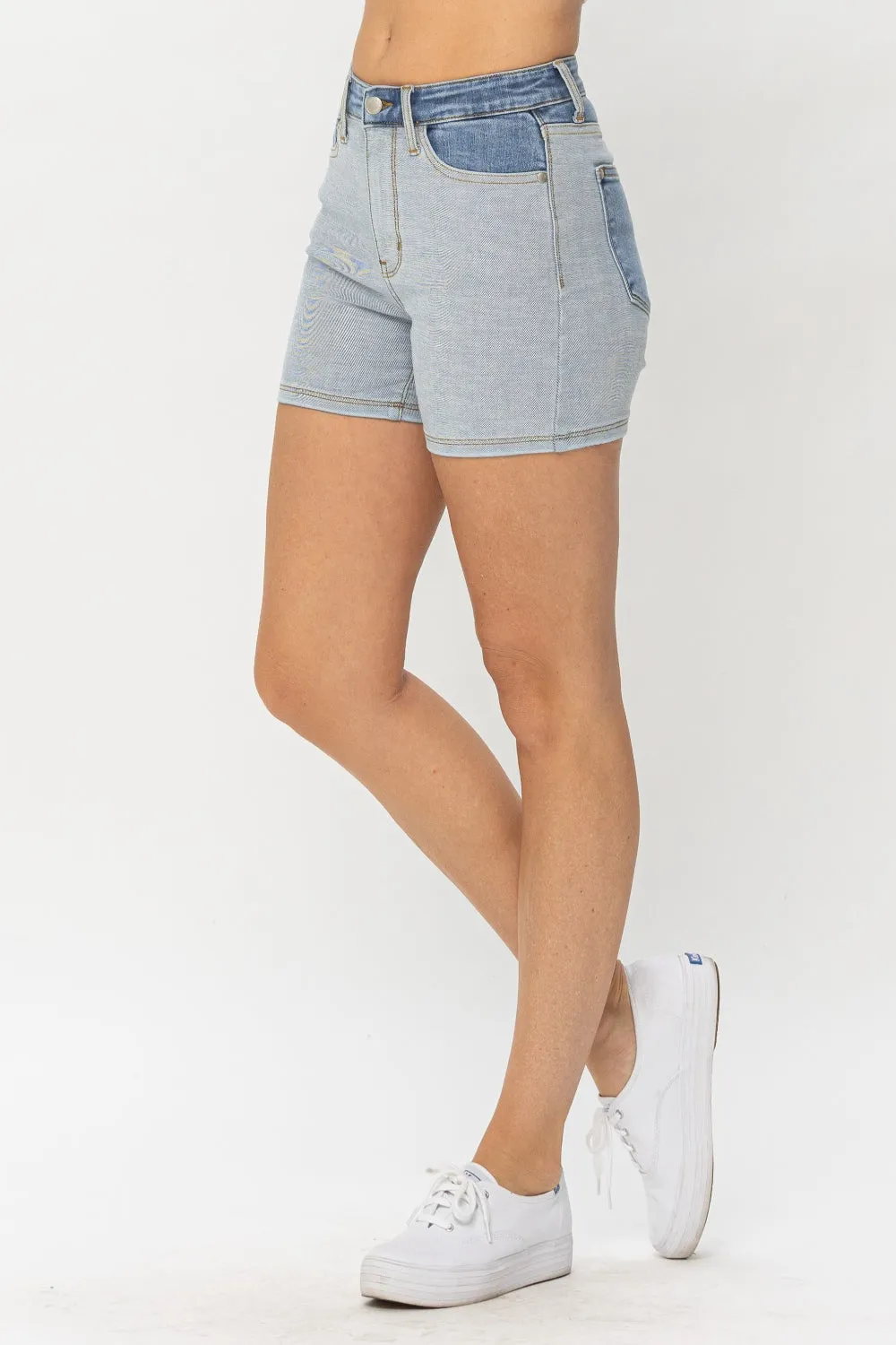 Judy Blue High Rise Color Block Denim Shorts
