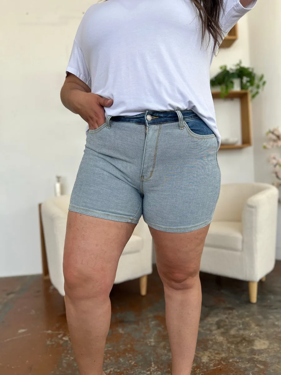 Judy Blue High Rise Color Block Denim Shorts