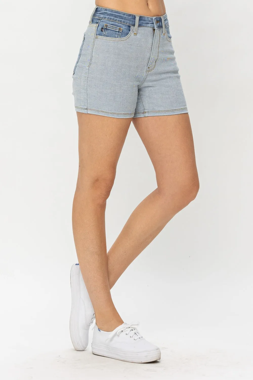 Judy Blue High Rise Color Block Denim Shorts