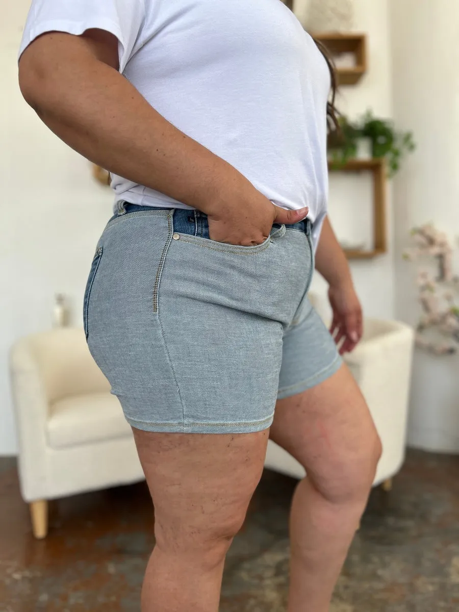 Judy Blue High Rise Color Block Denim Shorts