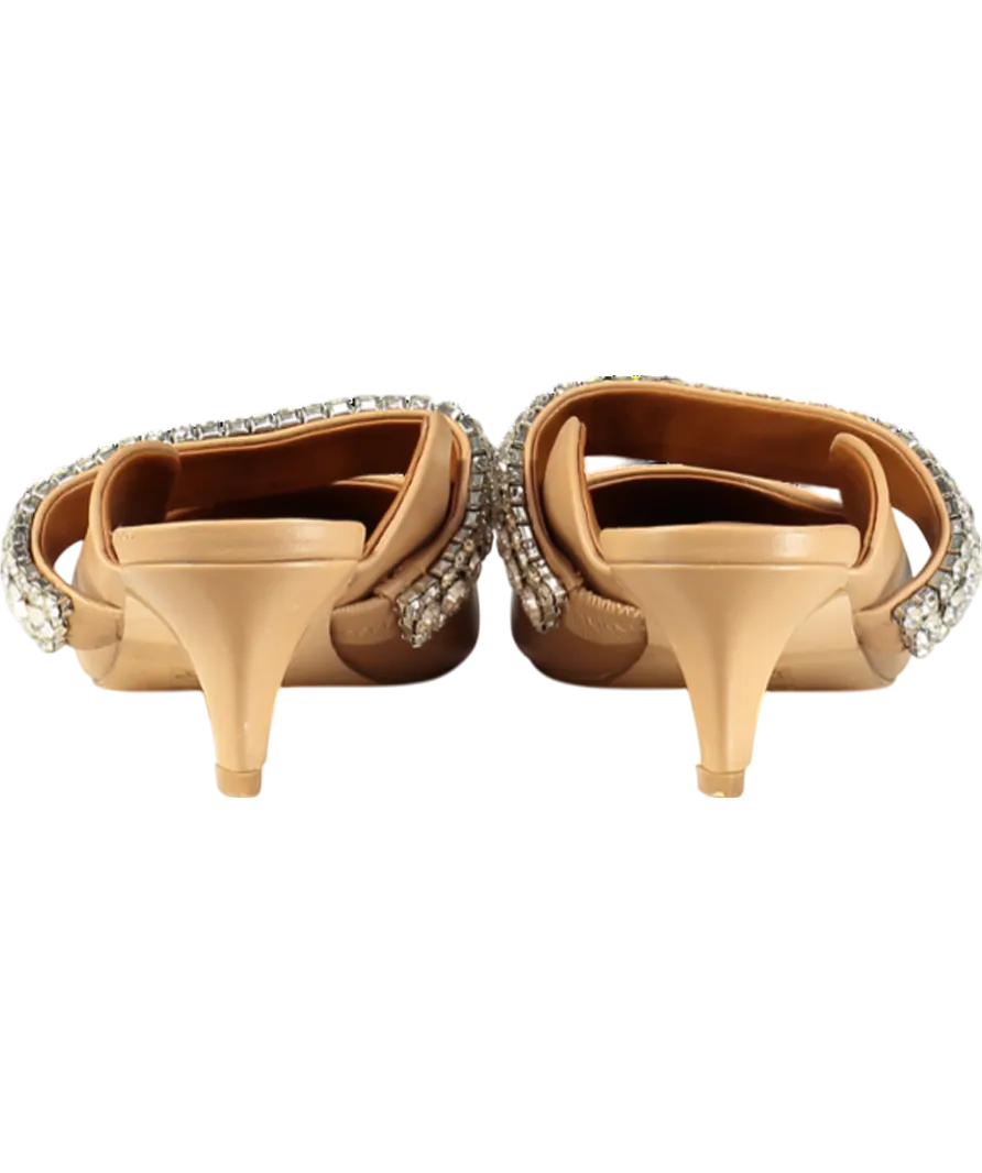KG Kurt Geiger Brown Dutchess Leather Heeled Mules UK 6 EU 39 👠