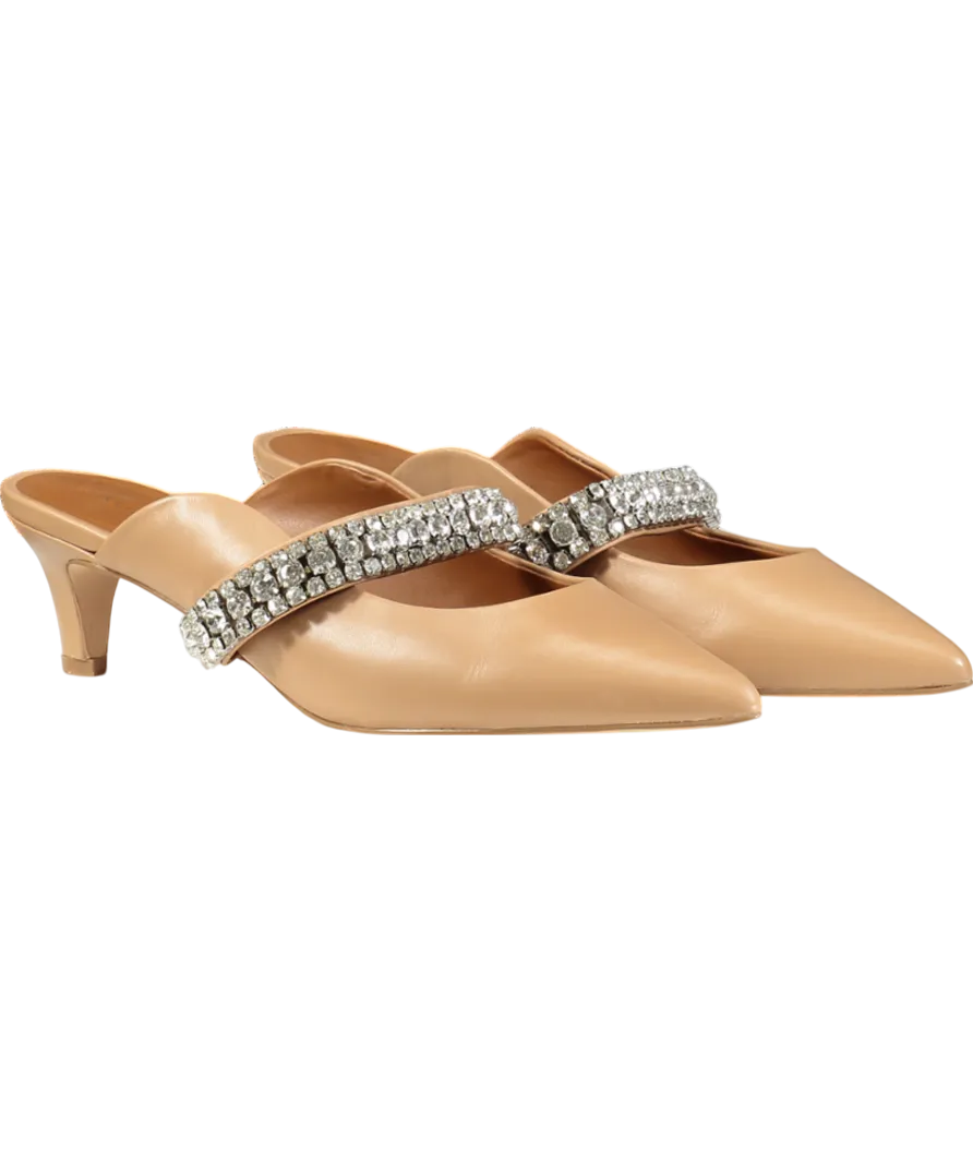 KG Kurt Geiger Brown Dutchess Leather Heeled Mules UK 6 EU 39 👠