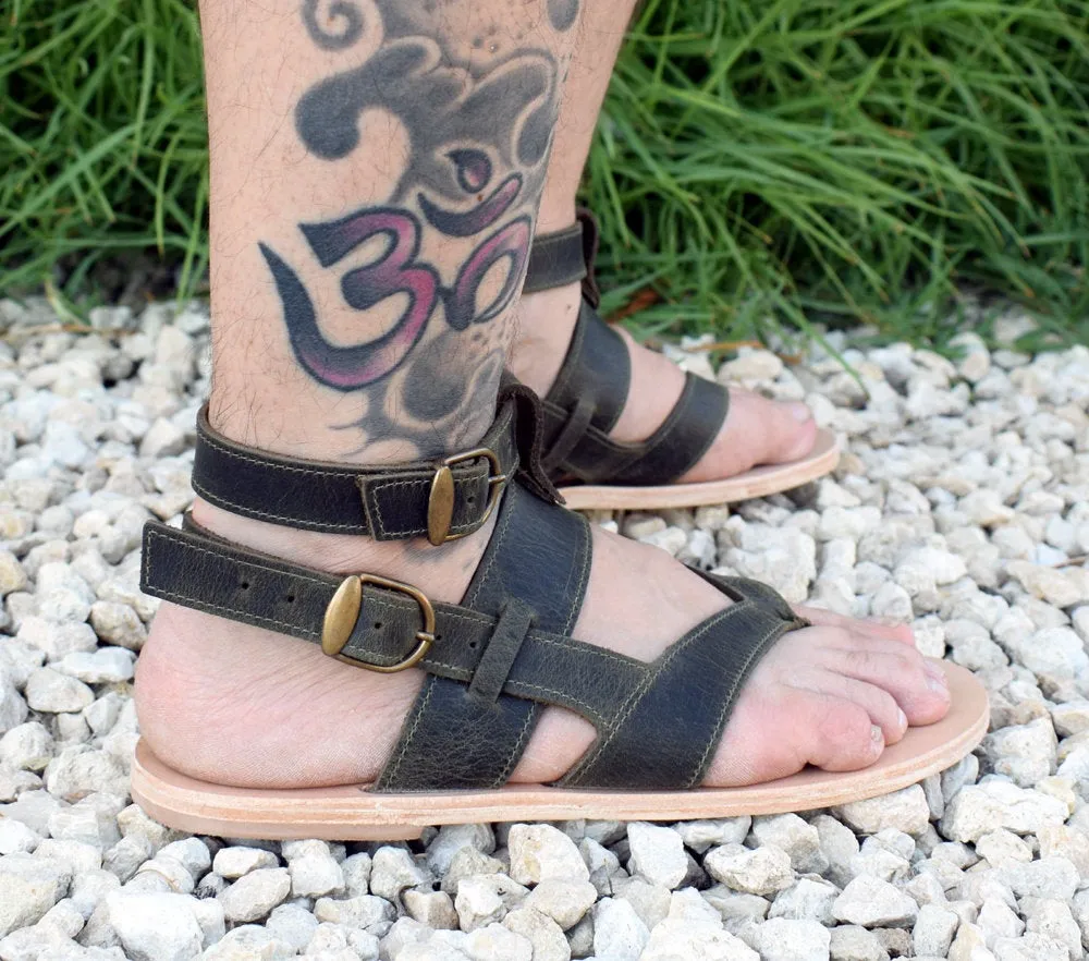 Khaki sandals for men, Tom Gladiator Men Sandals, leather sandals, Handmade Spartan Sandals, Gift For Men, Men Gift, Genuine Leather