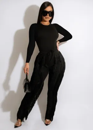 Long Sleeve Extreme Fringe Two Piece Set