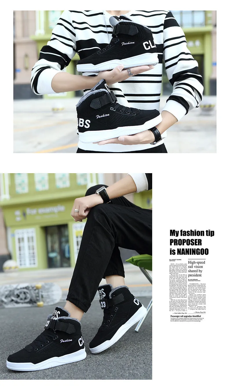 Men Winter Warm Snow High Top Fur Fashion Velvet Boots