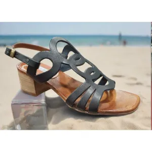 Nuovo Cuoieria E66 Black Italian Leather  Sandal