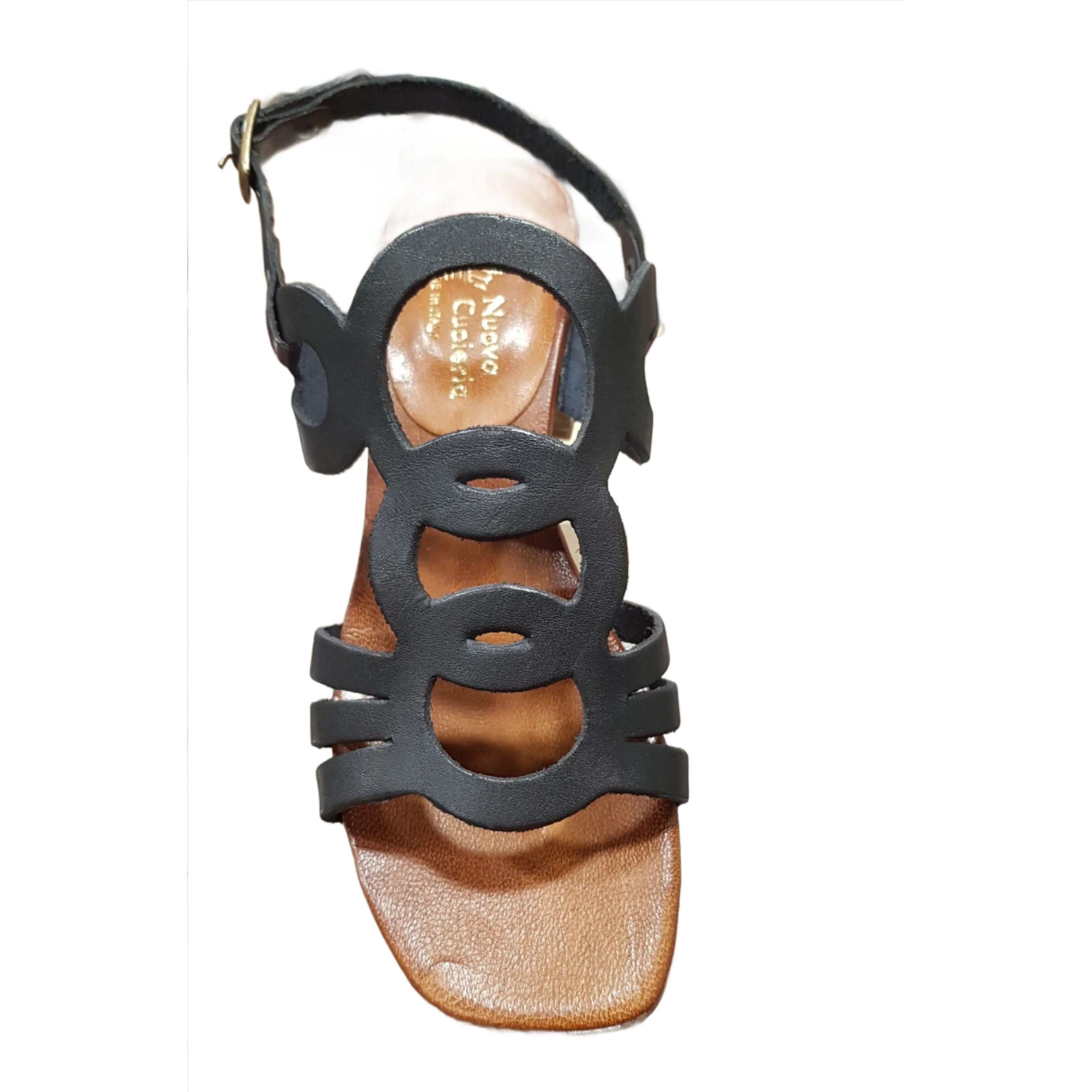 Nuovo Cuoieria E66 Black Italian Leather  Sandal