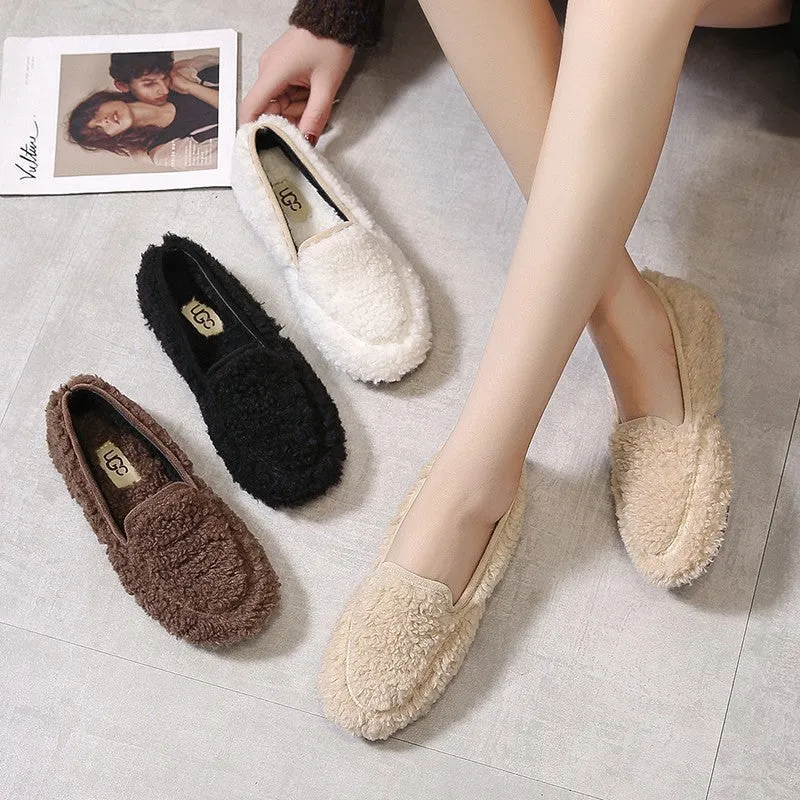 Owlkay Women's Winter Solid Color Fashion Furry Snow Boots