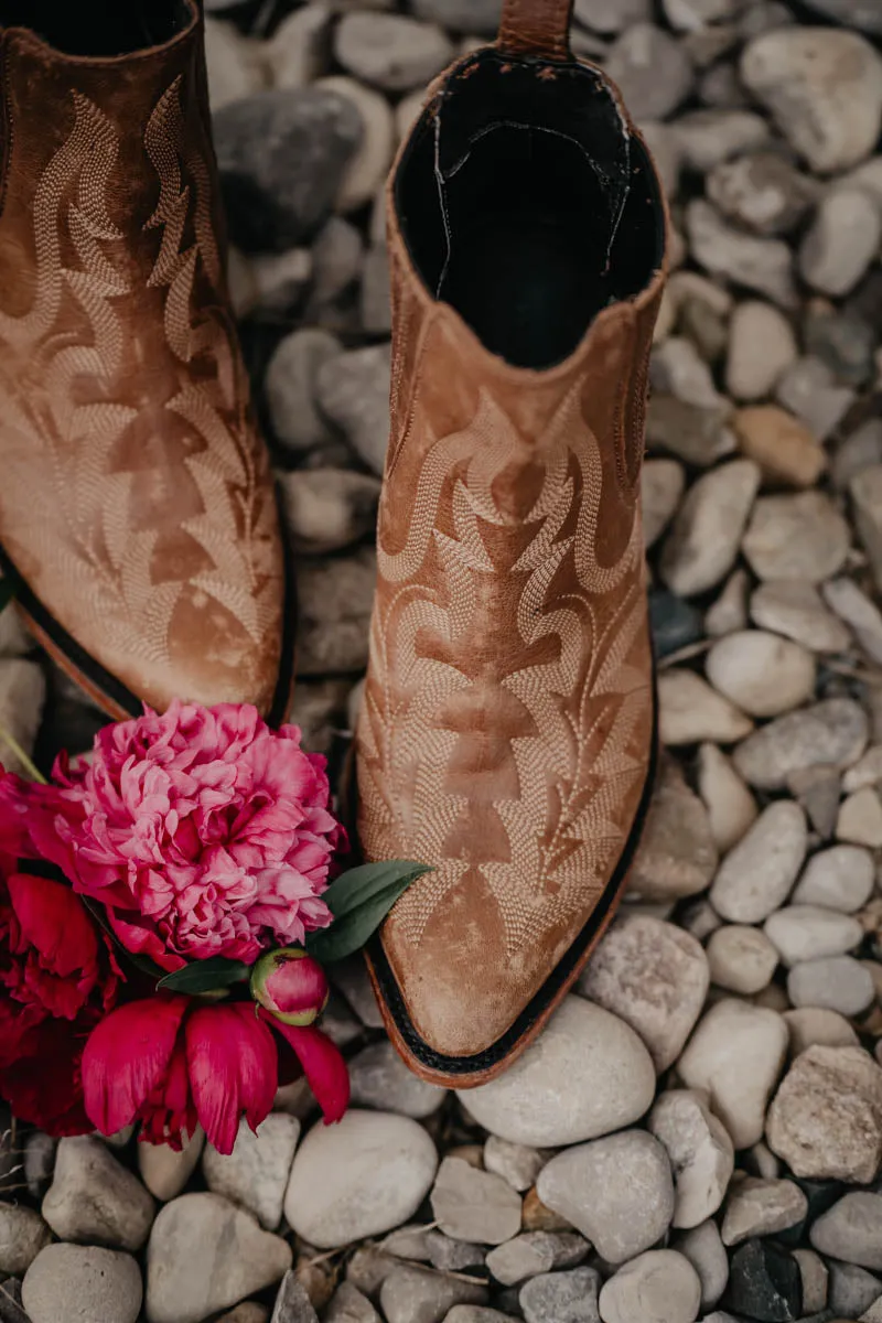"Simone" Brown Leather Booties by Liberty Black