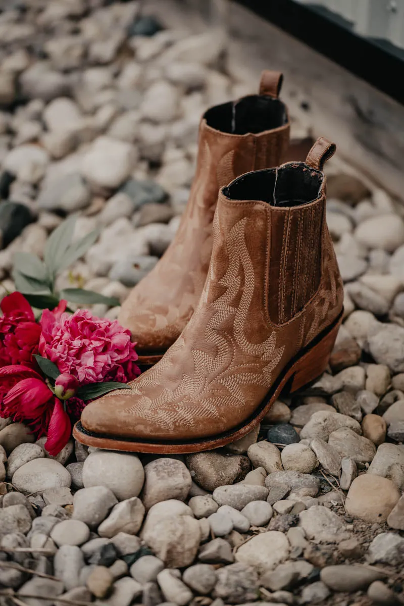 "Simone" Brown Leather Booties by Liberty Black