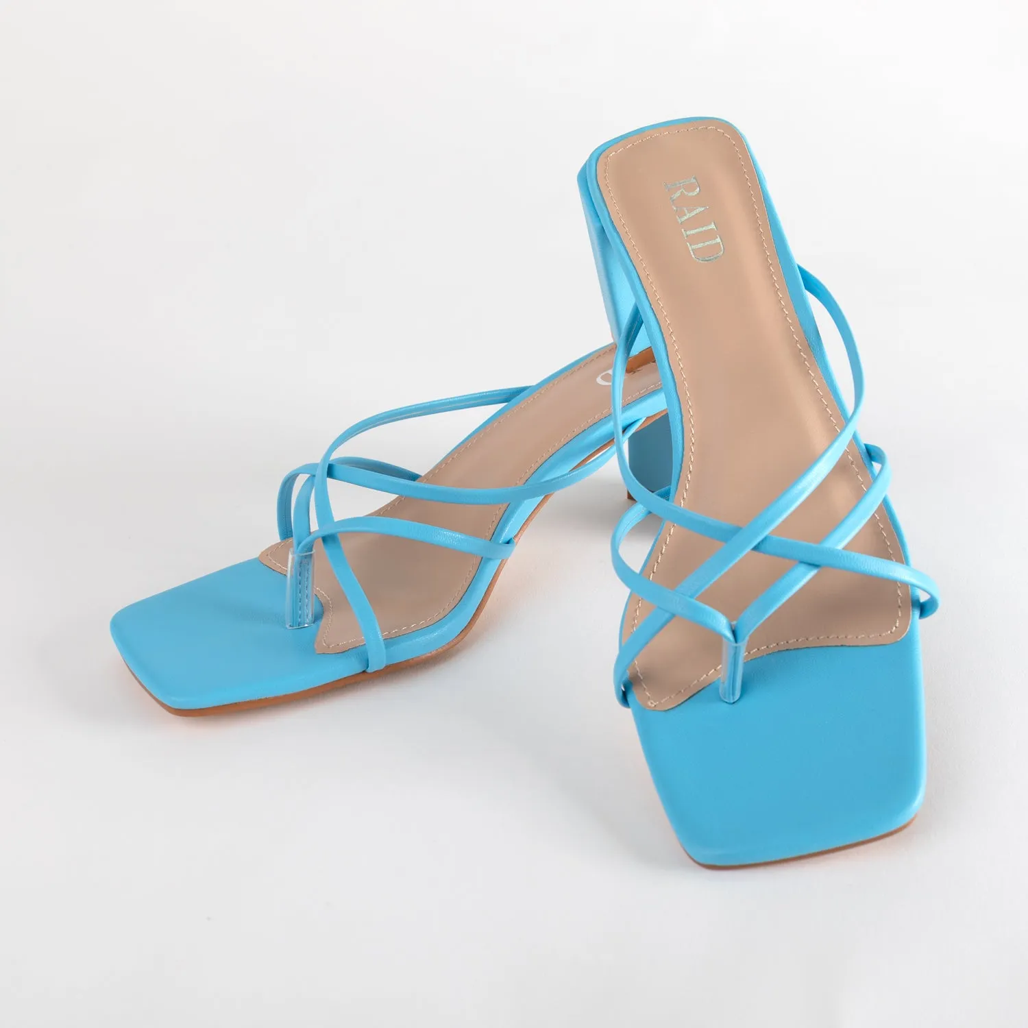 RAID Stephany Block Heeled Mule in Blue