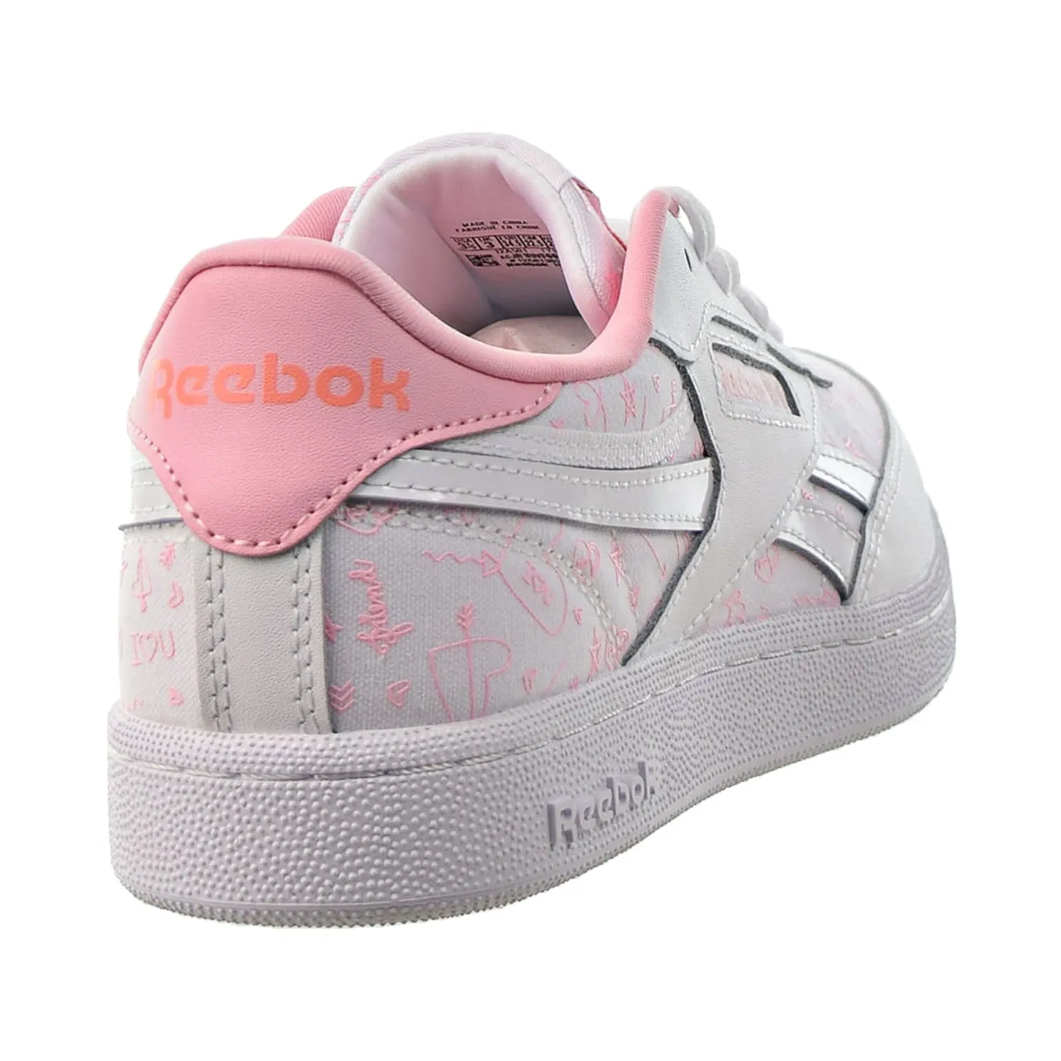 Reebok Club C Revenge Big Kids' Shoes White-Pink Glow-Twisted Coral