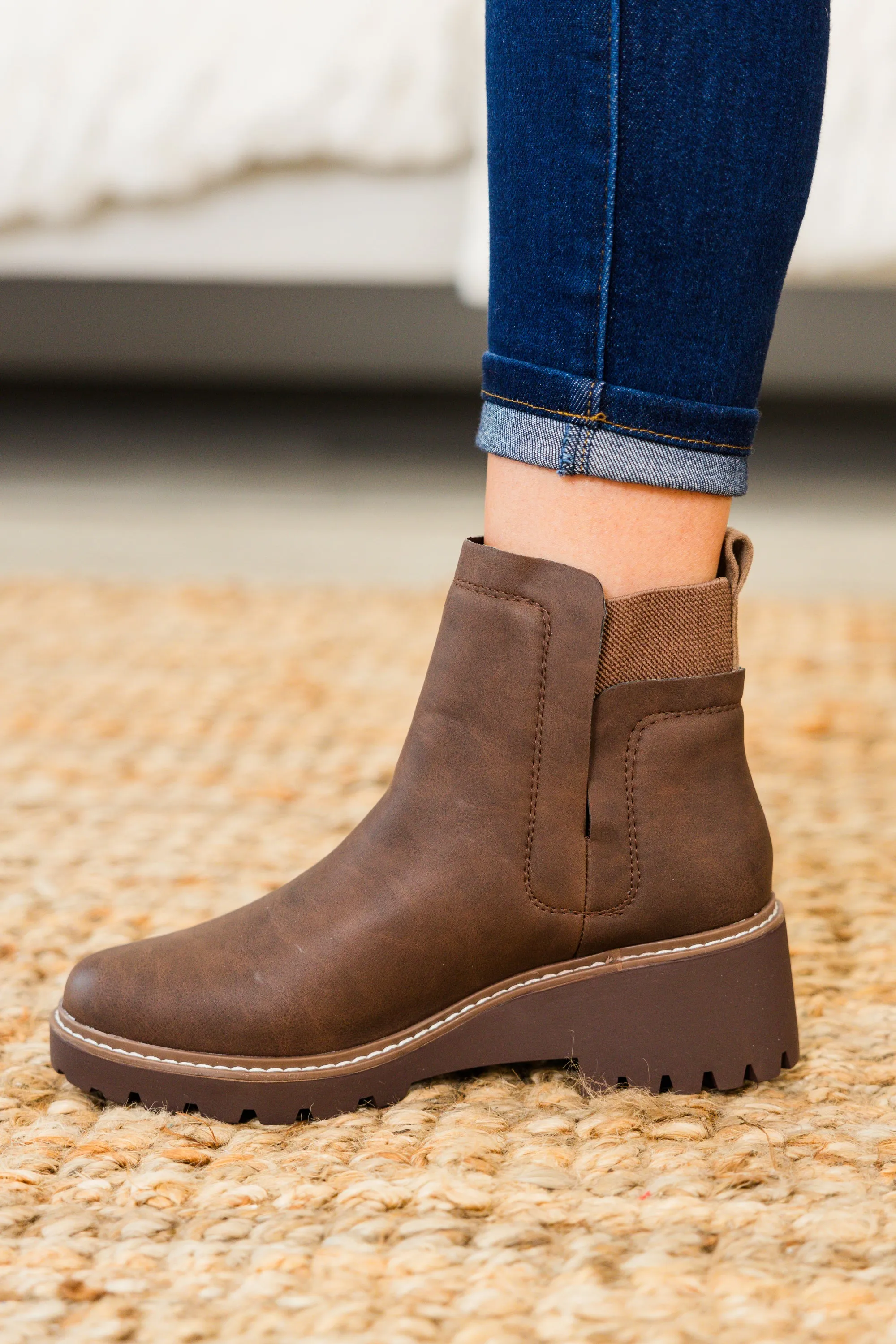 Sleek Street Booties, Brown