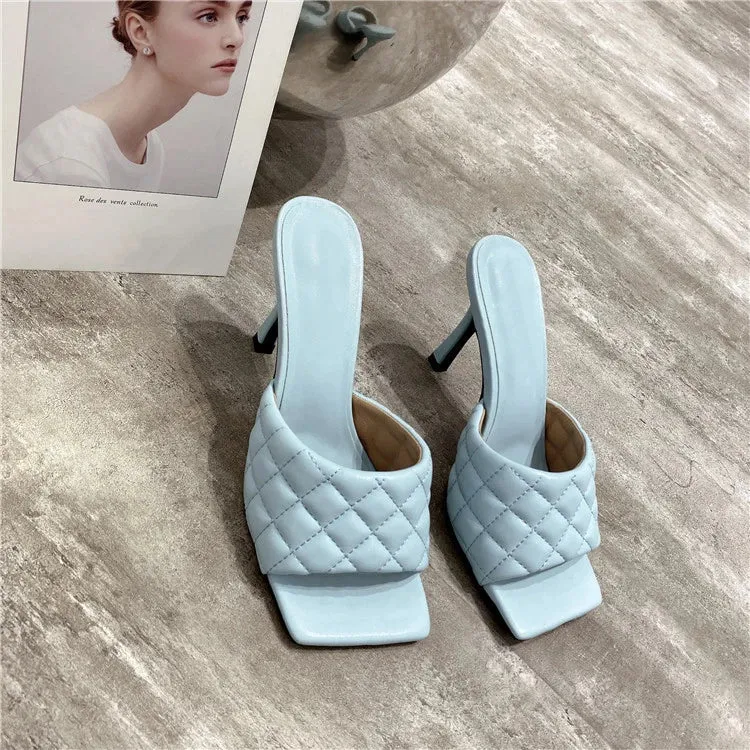 Square Toe padded Slip On high heel Sandals