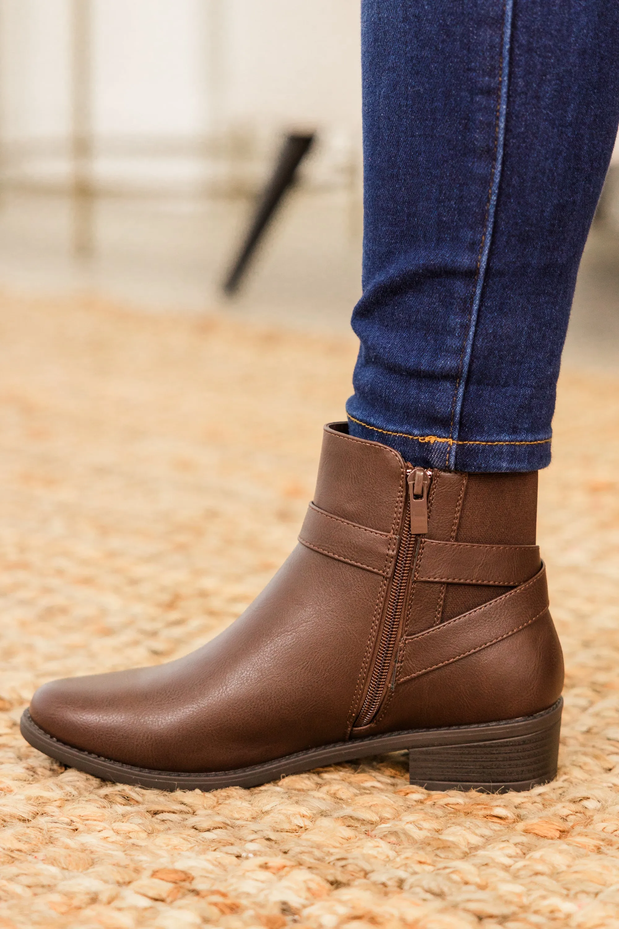 Stride In Style Booties, Brown