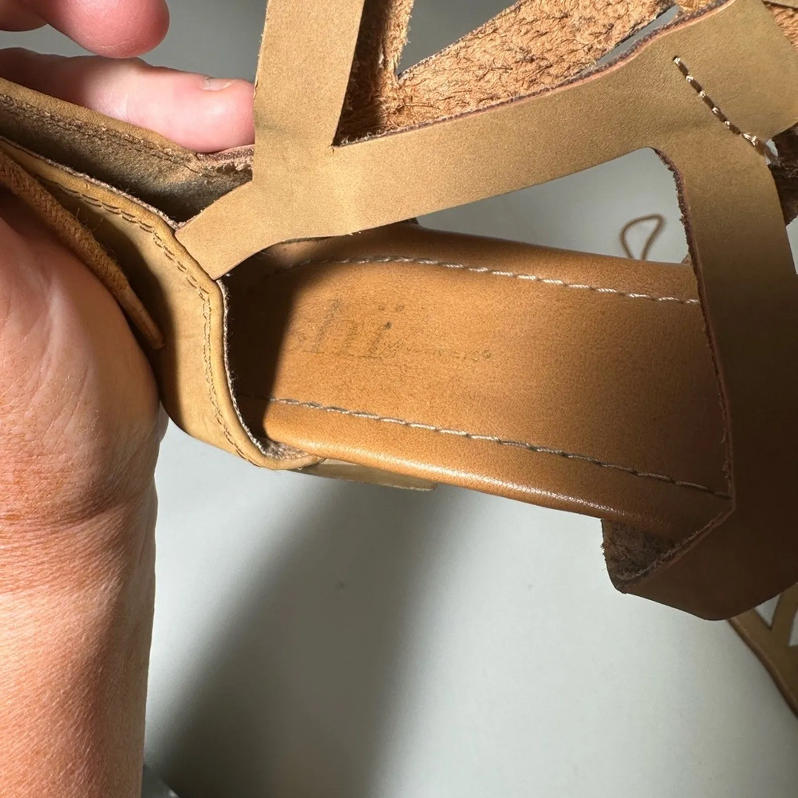 Tan Gladiator Sandals with Suede Finish and Lace-Up Design