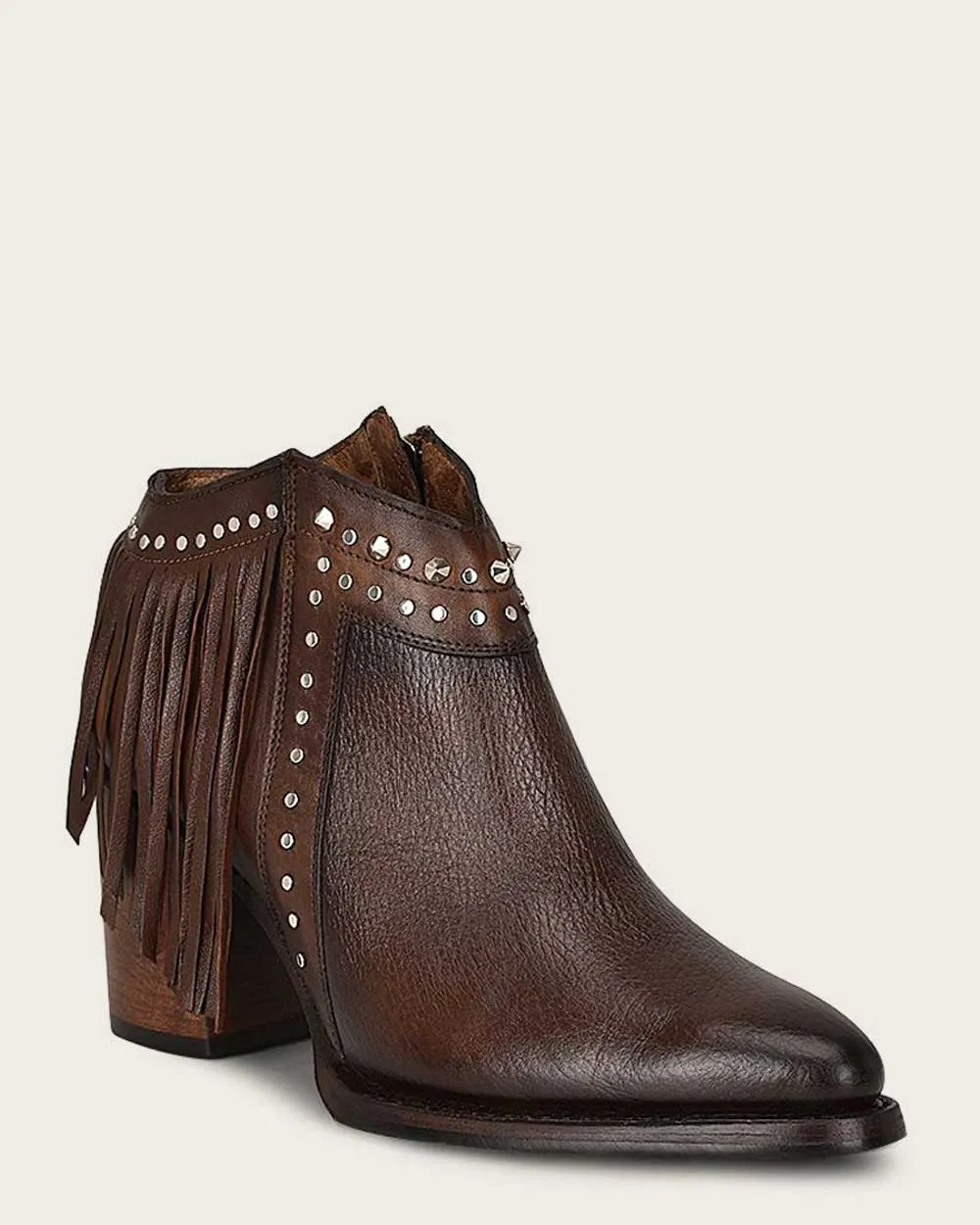 Western brown bootie with fringes