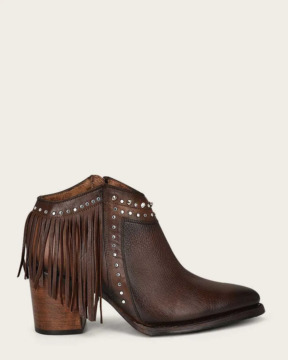 Western brown bootie with fringes