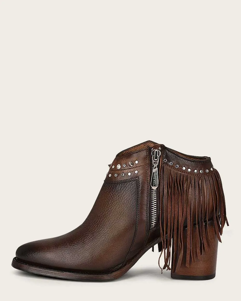 Western brown bootie with fringes