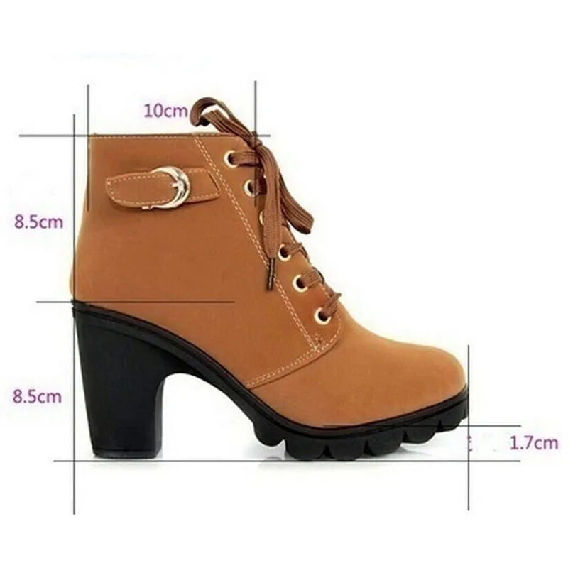 Woman Thick Fur Ankle High Heel Platform Rubber Shoes Snow Boots